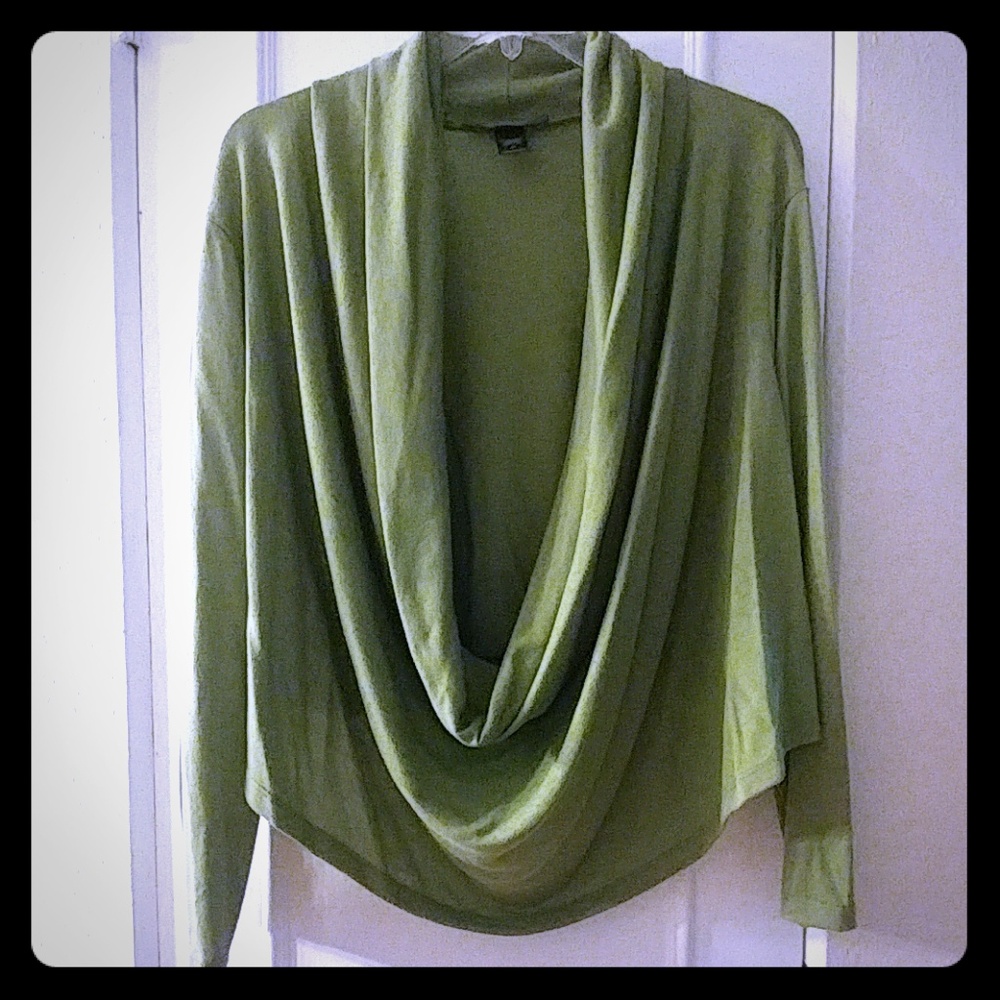 Green drape front sweater
